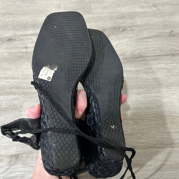 Stuart Weitzman Vintage Black Espadrilles Black Heel Wedges Women’s Size 10 - Picture 6 of 10